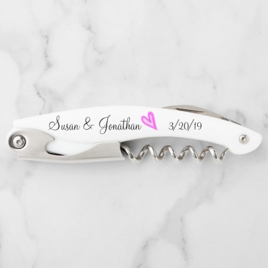 結婚式の引き出物ギフト新郎新婦ハート 結婚した ソムリエナイフ (正面)
