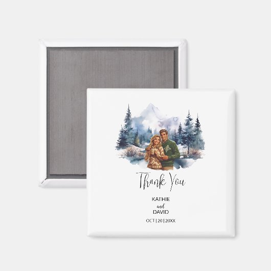 結婚式の引き出物クリスマスアドベンチャーアウトドア結婚 マグネット (正面/裏面)
