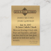 結婚式の引き出物ゴールデンカトリック聖札 名刺 (裏面)