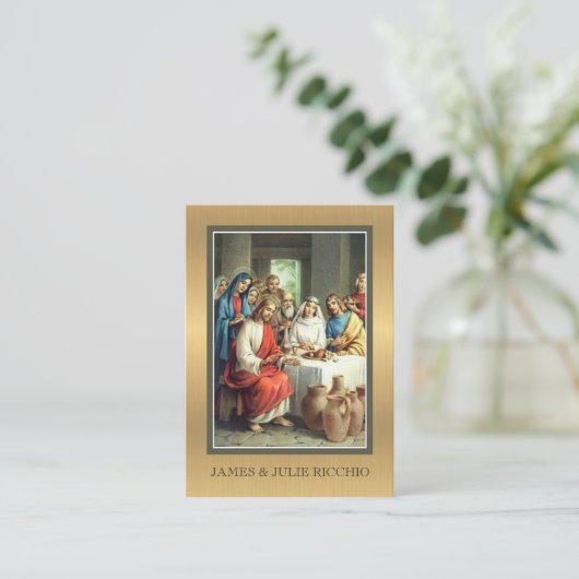 結婚式の引き出物ゴールデンカトリック聖札 名刺 (スタンド正面)