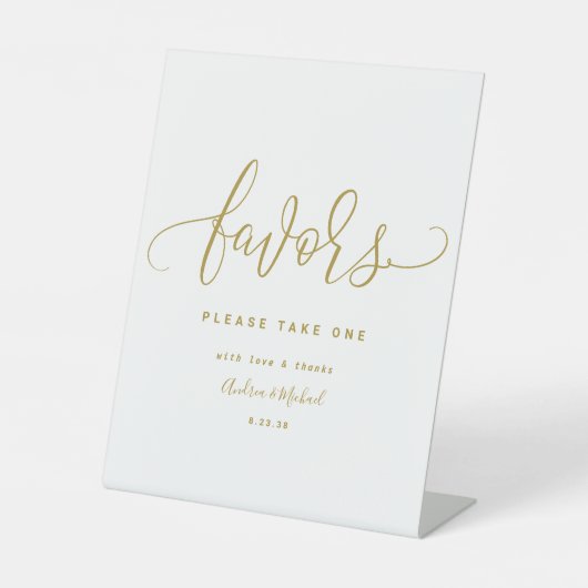 結婚式の引き出物サインおもしろい渦巻形の書道金ゴールド 台座サイン (正面)