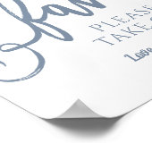 結婚式の引き出物サイン「お願い一つ取って」 |ほこりっぽい青 ポスター (角)