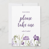 結婚式の引き出物サイン 紫 ラベンダー 花のカード 招待状 (正面)