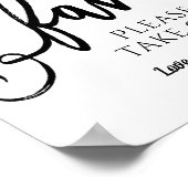 結婚式の引き出物サイン "Please Take One" | ブラック ポスター (角)
