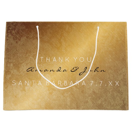 結婚式の引き出物サンキューアニバーサリー金ゴールドグンギー ラージペーパーバッグ (正面)