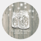 結婚式の引き出物サンキューウッド素朴メイソンジャールランプ ラウンドシール (正面)