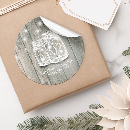 結婚式の引き出物サンキューウッド素朴メイソンジャールランプ ラウンドシール