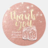 結婚式の引き出物サンキューカップルMason Jarバラ金ゴールド ラウンドシール (正面)