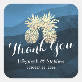 結婚式の引き出物サンキューシック金ゴールドパイナップルカップル スクエアシール