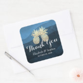 結婚式の引き出物サンキューシック金ゴールドパイナップルカップル スクエアシール (封筒)