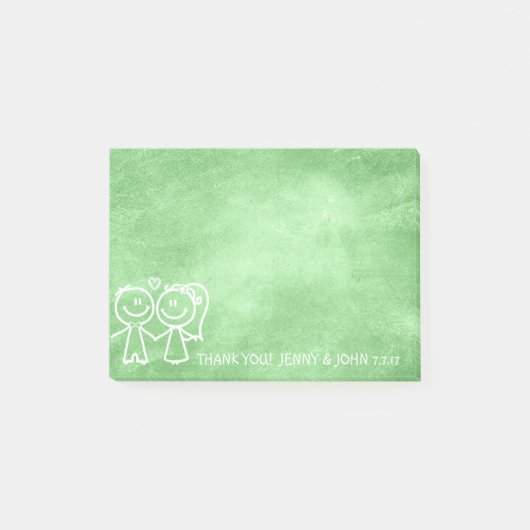 結婚式の引き出物サンキューチョークボードレモングリーン ポストイット (正面)