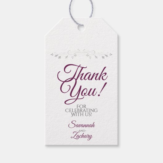 結婚式の引き出物サンキューホワイトとカシスパープル ギフトタグ (正面)