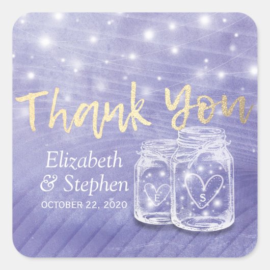 結婚式の引き出物サンキューメイソンジャース&ストリングライト スクエアシール (正面)