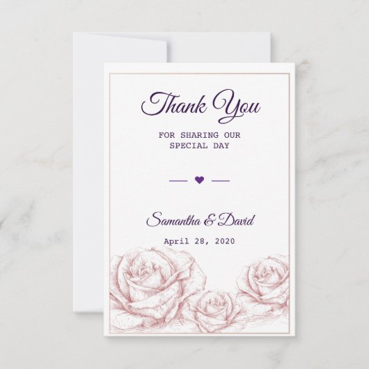 結婚式の引き出物サンキューラグジュアリーフローラバラ サンキューカード (正面)