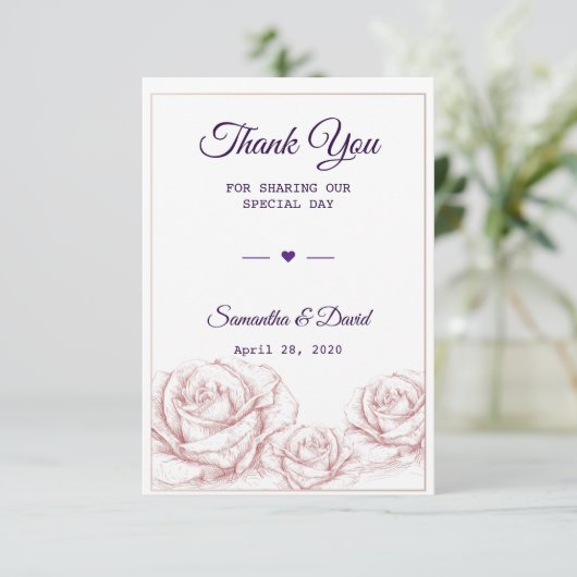 結婚式の引き出物サンキューラグジュアリーフローラバラ サンキューカード (スタンド正面)