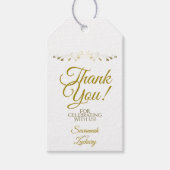 結婚式の引き出物サンキューラベルホワイトと金ゴールド ギフトタグ (正面)