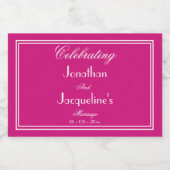 結婚式の引き出物シックなスクリプト名マゼンタミニ スパークリングワインラベル (シングルラベル)