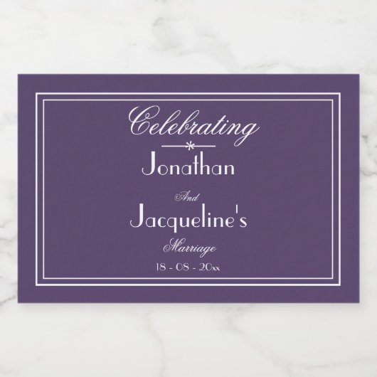 結婚式の引き出物シックスクリプトダスティパープルキュートミニ スパークリングワインラベル (シングルラベル)