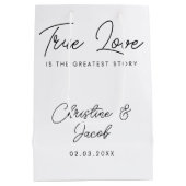 結婚式の引き出物シンプルエレガントモダンブライダルパーティ ミディアムペーパーバッグ (裏面)