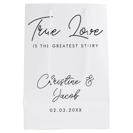 結婚式の引き出物シンプルエレガントモダンブライダルパーティ ミディアムペーパーバッグ (裏面)