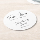 結婚式の引き出物シンプルコーモダンヒ茶バッグ ラウンドペーパーコースター (アングル)