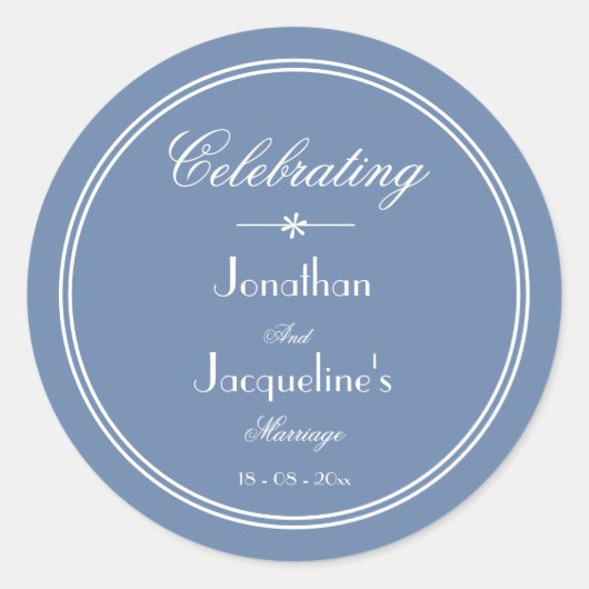結婚式の引き出物シンプルダスティブルーシック ラウンドシール (正面)