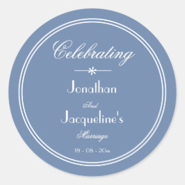 結婚式の引き出物シンプルダスティブルーシック ラウンドシール