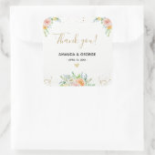 結婚式の引き出物シールフローラ金ゴールドとピンク スクエアシール (バッグ)