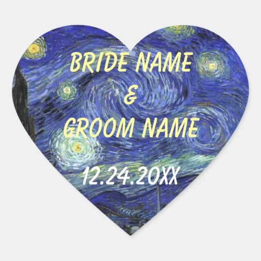 結婚式の引き出物シール星空の夜 ハートシール (正面)