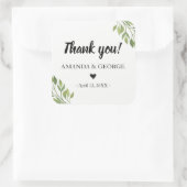 結婚式の引き出物シール緑の植物学感謝していあなた スクエアシール (バッグ)