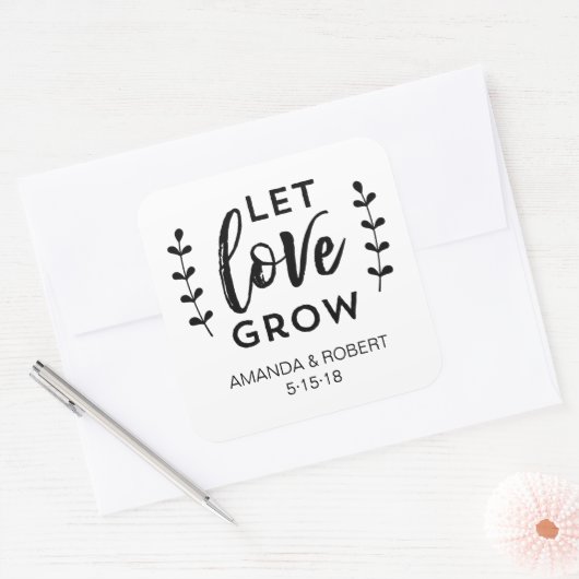 結婚式の引き出物シール |愛を育てる スクエアシール (封筒)
