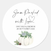 結婚式の引き出物ジャムは愛の感謝祭でいっぱい ラウンドシール (正面)