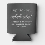 結婚式の引き出物スサヴォー祝ダクグレイおもしろい 缶クーラー (正面)