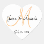 結婚式の引き出物スタンプ(モノグラムと名前) ハートシール (正面)