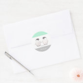 結婚式の引き出物ステッカーかわいい結婚ペンギンのステッカー ラウンドシール (封筒)