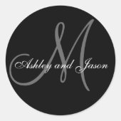 結婚式の引き出物ステッカーモノグラム名テンプレート ラウンドシール (正面)