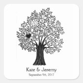 結婚式の引き出物ステッカーラブバードカスタムメッセージカード スクエアシール (正面)