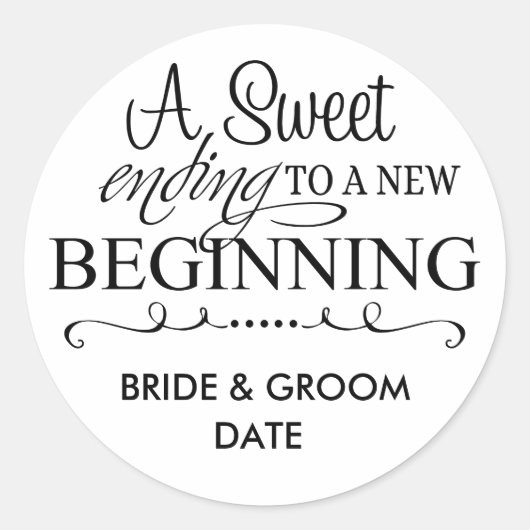 結婚式の引き出物ステッカー甘いエンディング ラウンドシール (正面)