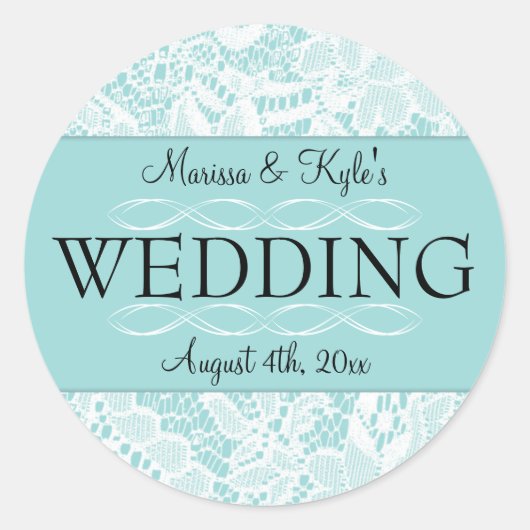 結婚式の引き出物ステッカー（レースアクセント付） ラウンドシール (正面)