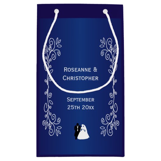 結婚式の引き出物スモール抱き枕ブルー新郎新婦 スモールペーパーバッグ (裏面)