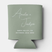 結婚式の引き出物セージ緑モダンミニマリスト名 缶クーラー (裏面)