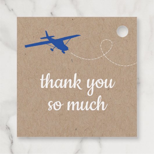 結婚式の引き出物タグ - 小さな飛行機とライトのガーランド フェイバータグ (裏面)