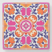 結婚式の引き出物タラベラ・メキシコのタイル印刷 ストーンコースター (正面)