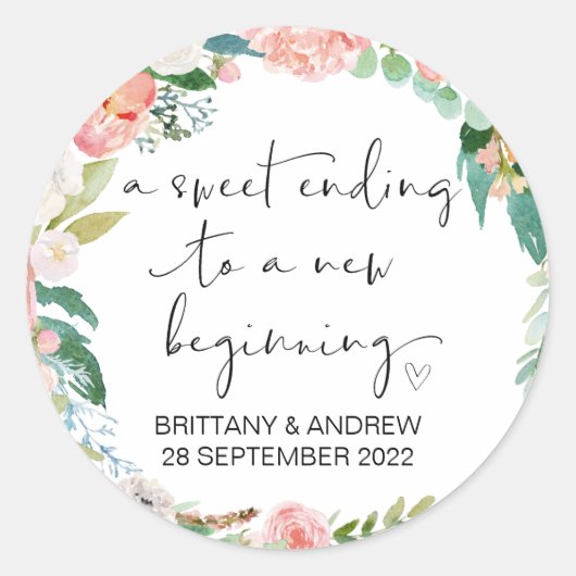 結婚式の引き出物トリートバッグジャムジャー甘い始まり ラウンドシール (正面)