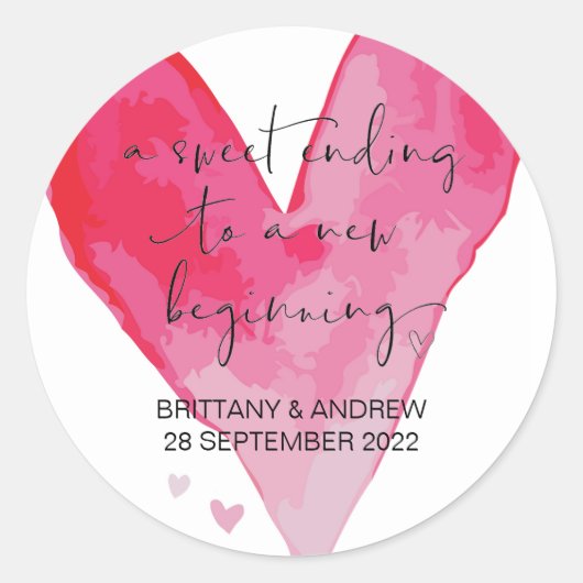 結婚式の引き出物トリートバッグジャムジャー甘い始まり ラウンドシール (正面)