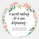 結婚式の引き出物トリートバッグジャムジャー甘い始まり ラウンドシール (正面)