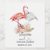 結婚式の引き出物トロピカルフラミンゴボホウォーター色 ワインラベル (シングルラベル)