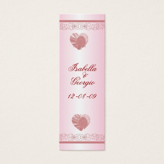 結婚式の引き出物ハートとレースブックマークのパーソナライズ (正面)