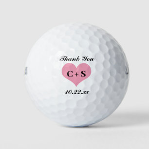 結婚式の引き出物ハートイニシャルモノグラムサンキュー ゴルフボール