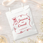 結婚式の引き出物バッグお洒落手描き赤 フェイバーバッグ (クリップ留めされた状態)